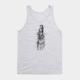 Left Foot Skeletal Diagram - Vintage Anatomy Tank Top